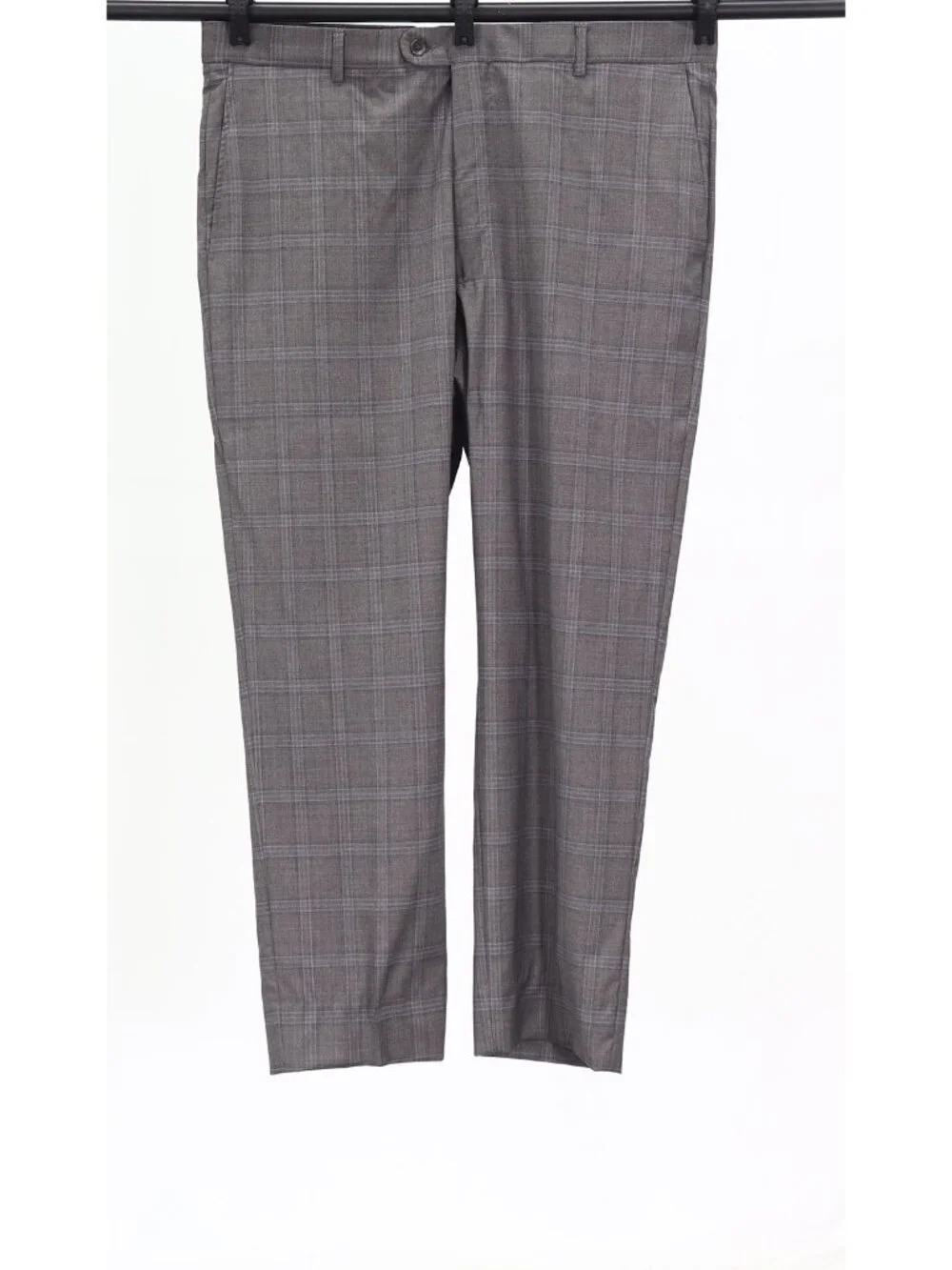 Joseph Abboud 44S 39x29 Brown Full Suit 2-Button Check R930